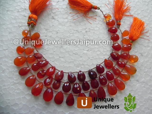 Fire Opal Faceted Pear Beads